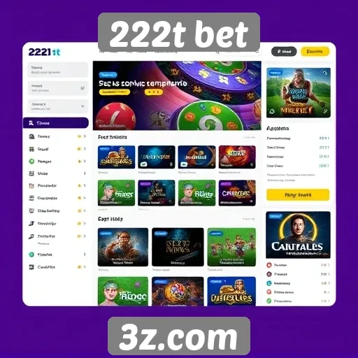 Interface do usuário no site 222t bet